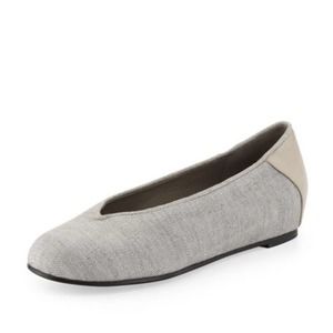 Eileen Fisher Canvas Leather Ballet Flats